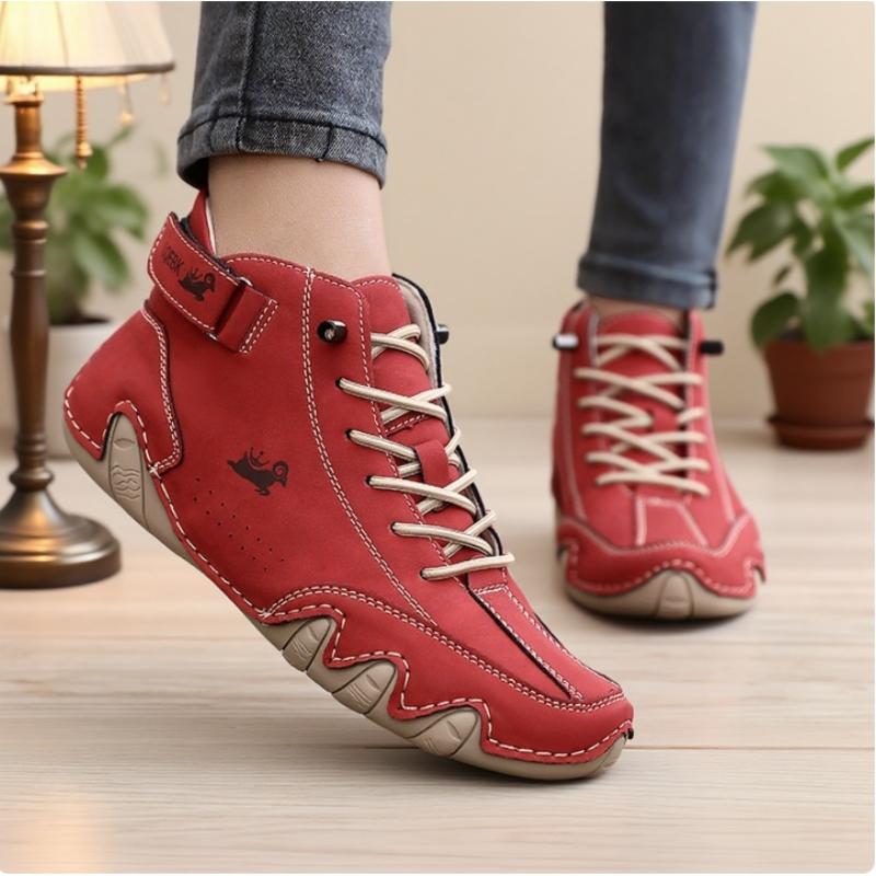 Women's Soft Soled Boots Handmade Leather Design Flat Shoes High Quality Lazy Comfortable Casual Driving Sneakers High Top Boots