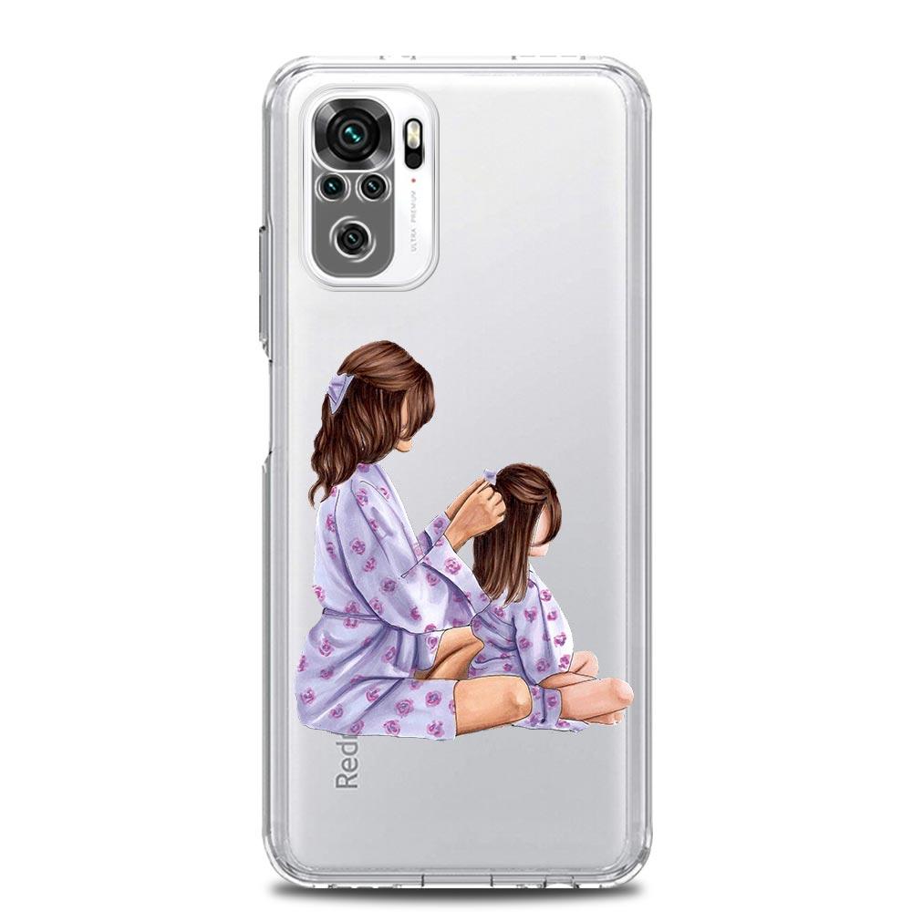 Queen Hair Baby Mom Girl Square Clear Soft Phone Case For Xiaomi Redmi Note 12 11 9S 9 8 10 Pro+ 7 8T 9C 9A 8A K40 Gaming Cover