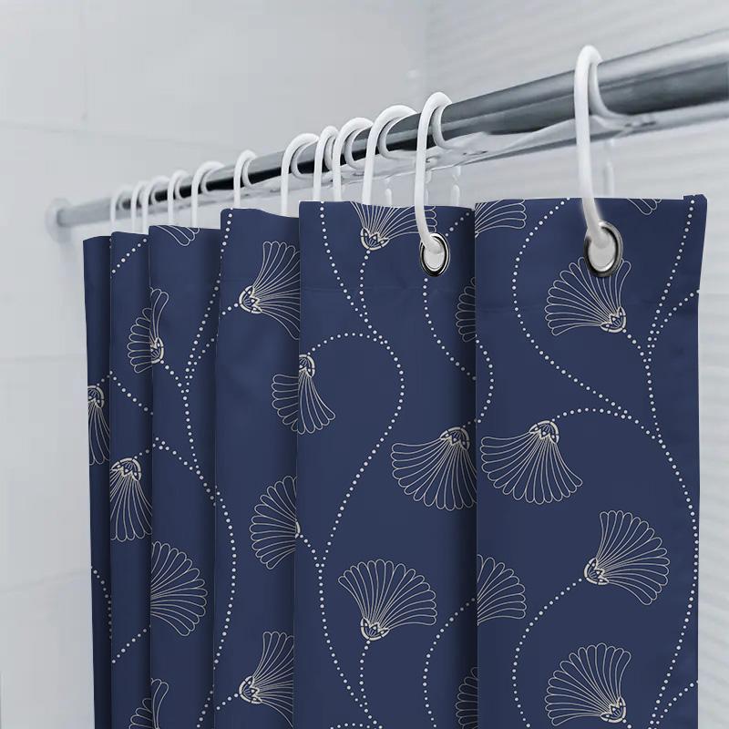 Elegant Blue Ginkgo Shower Curtain Pattern Bath Decor Waterproof Liner For Bathroom Accessories Home Decoration Modern Style