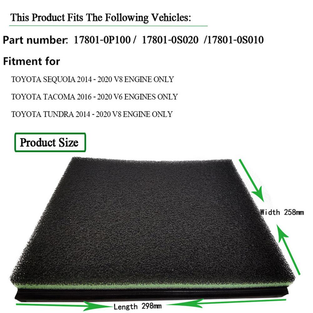 Sponge Air Filter 17801-0P100 For Toyota Sequoia Tundra V8 14-20 Tacoma V6 16-20