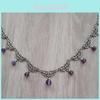 Geometric Purple Crystal Gothic Necklace For Halloween Cosplay Cosmetology