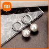 Huitan Elegant Lady Pendant Earrings with Simulate Pearl Bright Zirconia Accessories for Wedding Ceremony Exquisite Jewelry Gift