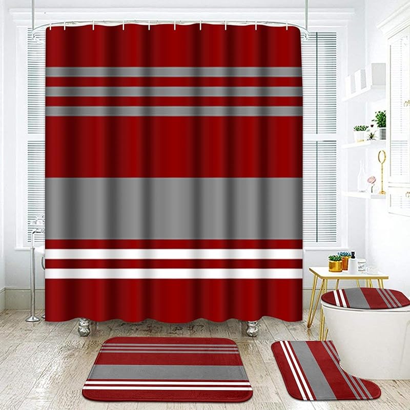 ArtSocket African Boho Retro Bathroom Set with Shower Curtain and Rugs Accessory, Traditional Rhombus Summer Colorful Abstract Shower Curtain for