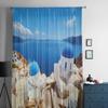 Oia Stadt auf Santorini Insel Transparenter Vorhang für Wohnzimmer Schlafzimmer Voile Vorhänge für Fenster Organza Vorhänge Party Tüll Vorhänge