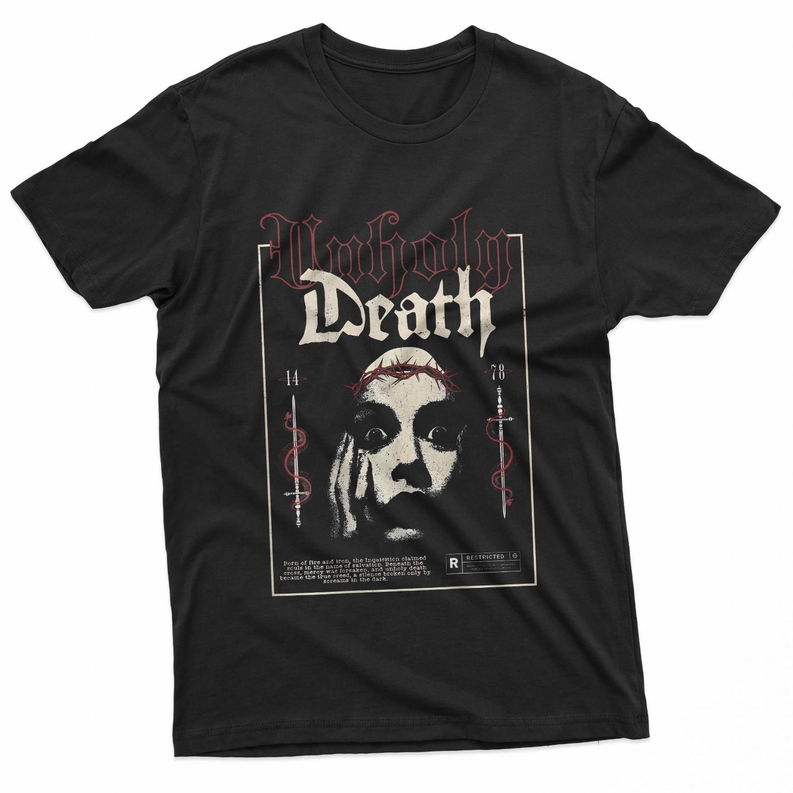Unholy Death Horror Graphic Retro Gothic Back Print Dark Art T-Shirt S