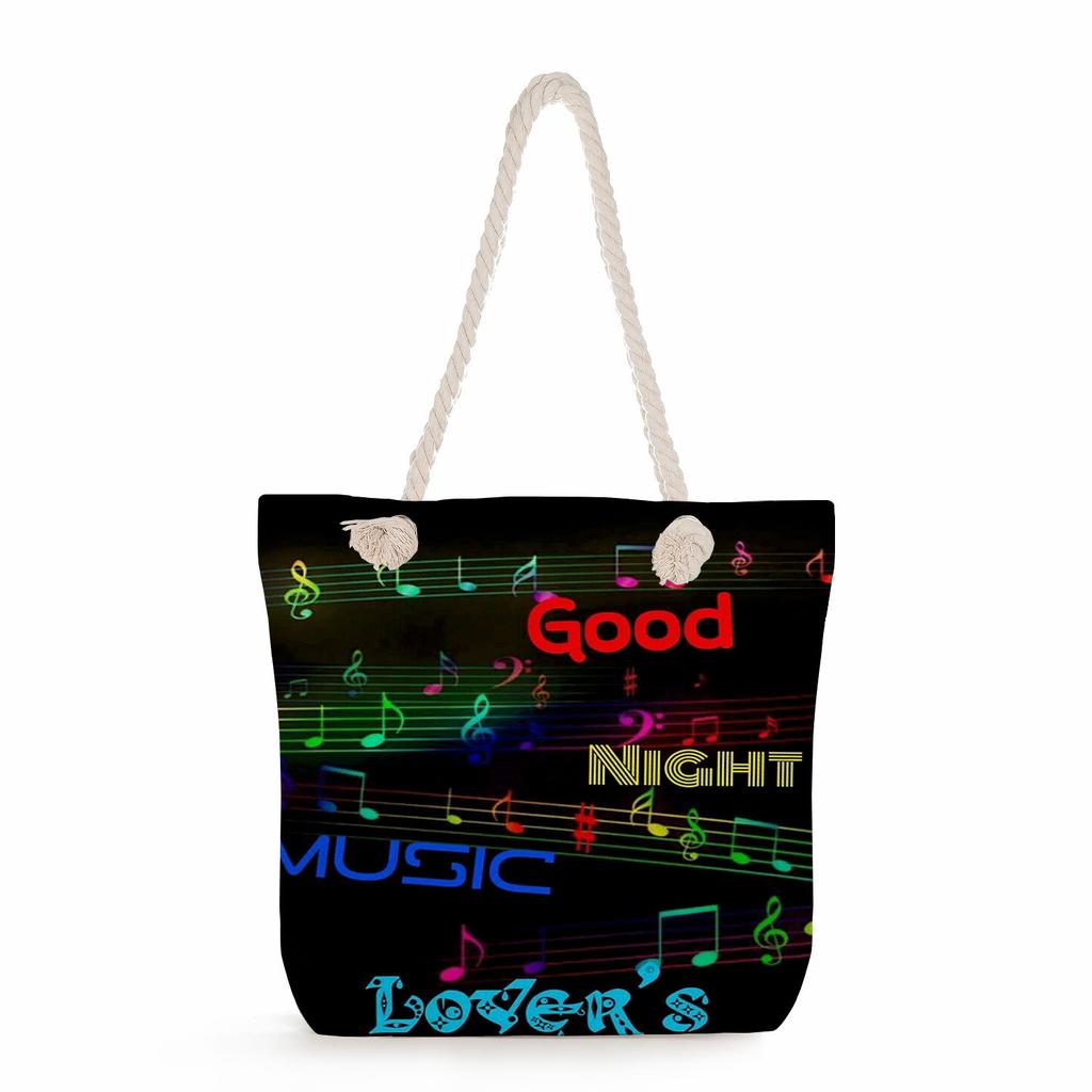 Multifunctional note Printed Thick Rope Shoulder Beach Bag Casual large capacity handbag 7611