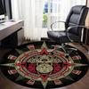 1PC Mayan Calendar Aztec Sun Office Round Area Rug, Mat Suitable For Office, Under Office Chairs Bedroom Living Room Home Decor, Room Deco