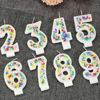 Colored Balls Digital Candles Unique 0-9 Number Birthday Cake Candles Fun Glitter Cupcake Topper Wedding Birthday Party Supplies
