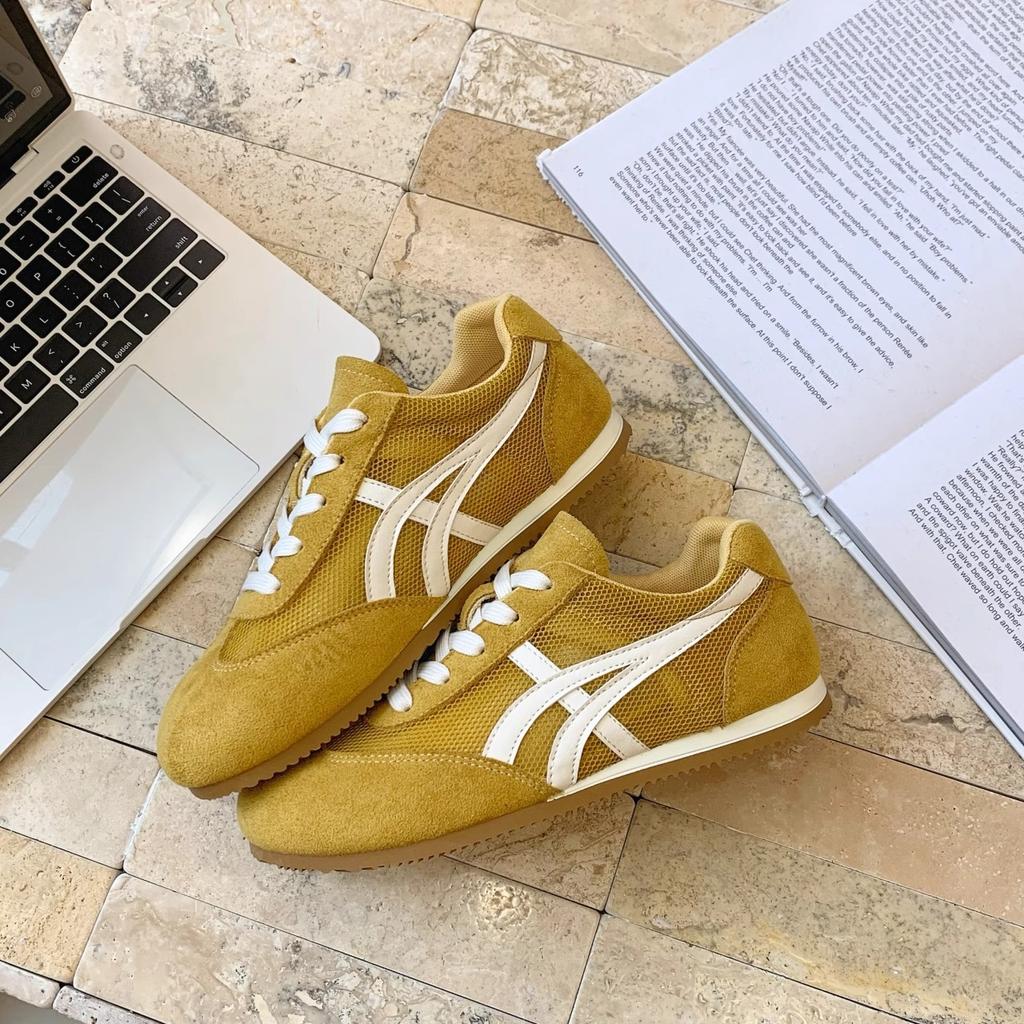 Leather Mesh Forrest Gump Shoes Women's 2025 Spring and Summer New Round Head Breathable Thick Sole Versatile Jogging Casual Sports Shoes Tide