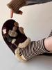 Cute bear shoes, snow boots, thick-soled plush shoes, and half slippers outside cotton shoes in winter