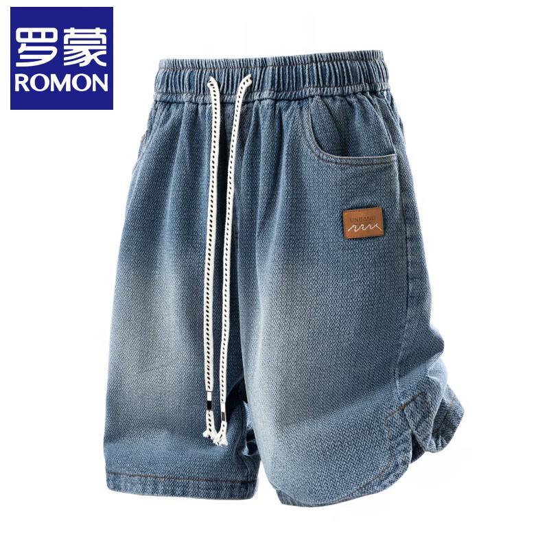 

Romon Men s Ice Silk Tencel Denim Shorts 6XL