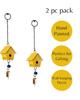 2 Pc Hut Wall Hanging Decor | Garden Tree Hanging Bells Decoration | Handpainted Hanging Ornaments for Home Living Room