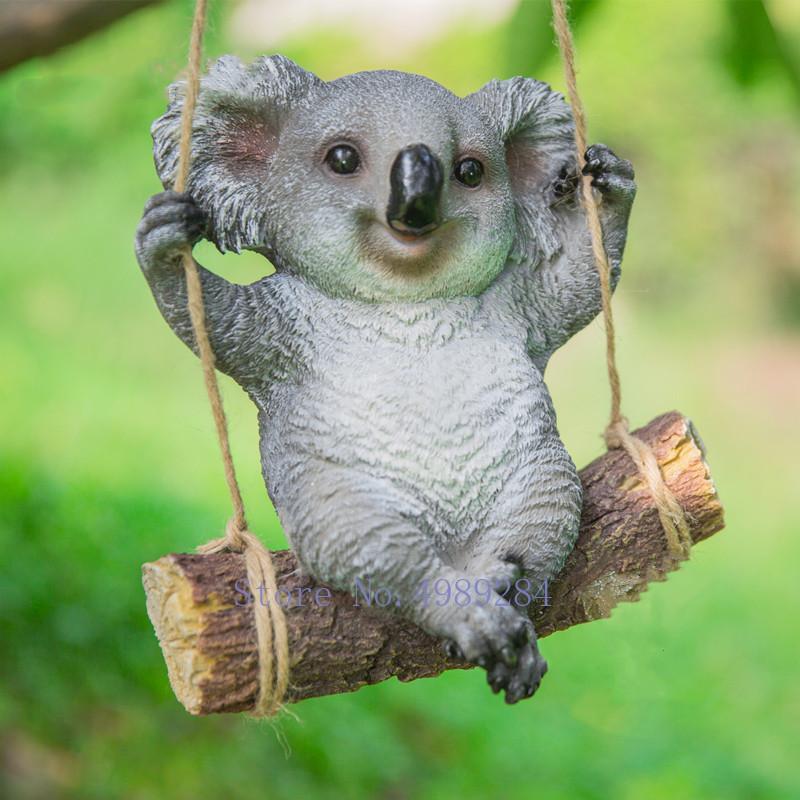 Creative Simulation animal outdoor patio garden Cartoon Koala panda Swinging suspension Animal sculpture Crafts decorations