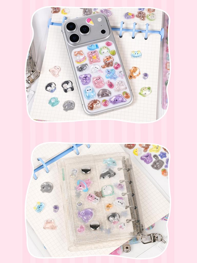 KRGNPLE 2026 Nova Coleção 3D Adesivos Fofos com Exquisite Perfeito para Planner Criativo e Presentes Modelo, Qualidade de Loja, Pacote com 2 Adesivos, Padrões,