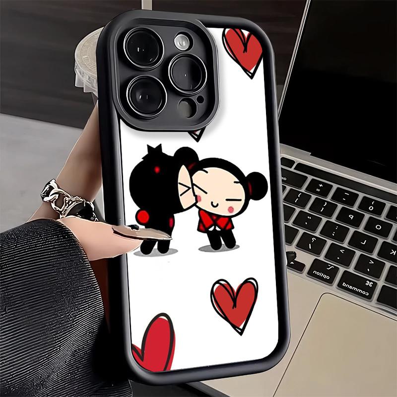Phone Case for iPhone 17 Air 16E 15 16 Pro Max Cartoon Cute Pucca Garu Cover 14 Plus 13 12 Mini Soft Shell Silicone Fundas