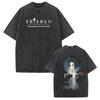 Anime Frieren – Jenseits des Endes der Reise Baumwoll-T-Shirt mit Waschung Mondkreis Elfenmädchen Aufdruck Vintage Oversized Kurzarm Oberteile Für Fans