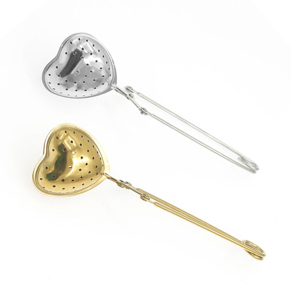 

2pcs Heart Shape Tea Ball Filter Stainless Steel Reusable Strainer For Loose Leaf Tea Herbs Spices Infuser Golden