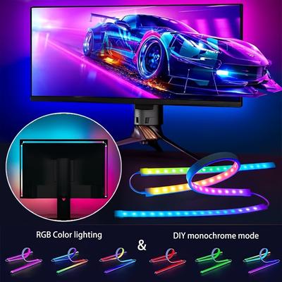 1pc RGB Gaming Monitor LED Backlight Night Lights,Smart Screen Color,Music Sync, USB-Powered,App Control for PC Gaming Decor