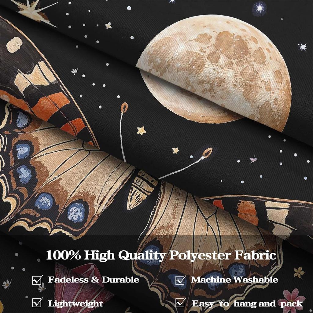Butterfly Tapestry Moon Star Retro Floral Crystal Plant Aesthetic Tapestries for Bedroom Night Sky Room Decor Tapestries Wall