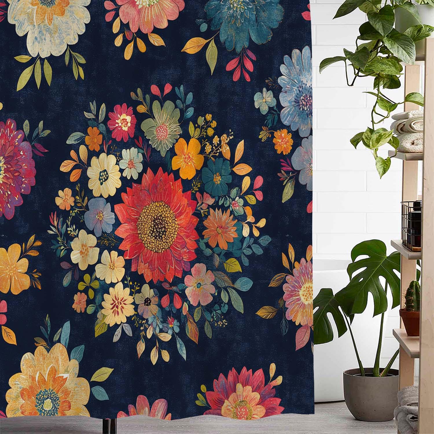 

Винтажная шторка для душа с цветочным принтом, оконная штора с 12 крючками в комплекте 90X180cm