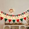 Felt Christmas Banner Elk Design Santa Design Felt Christmas Banner Hanging Ornament Red Green Xmas Pull Flag Wall Decor