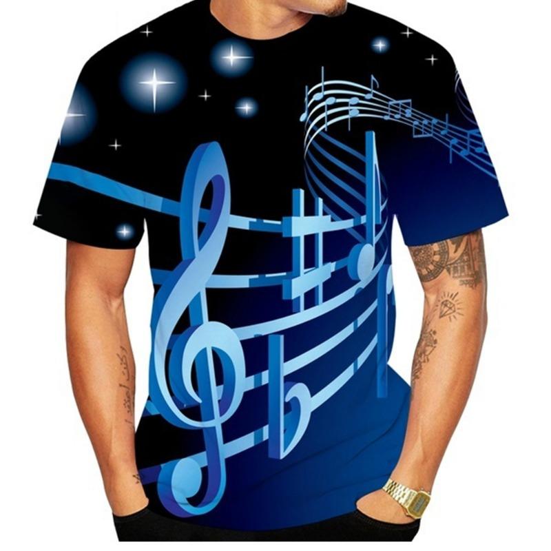 

Fashion music notes, fun 3D printed T-shirts for men, casual T-shirts, men s clothing S