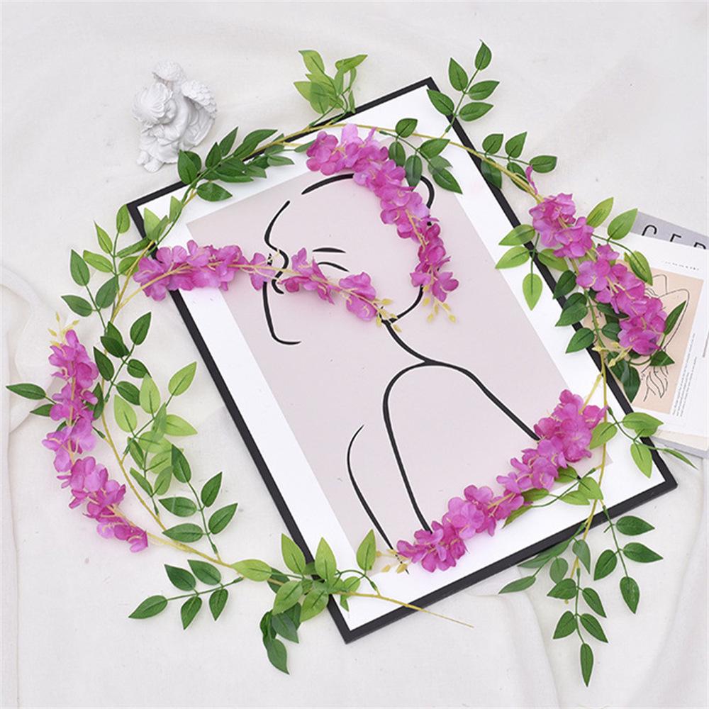 

TEMU Realistic Wisteria Vine Decoration - Artificial Flower and Green Plant String for Landscaping. фіолетовий/червоний