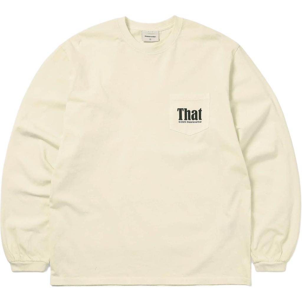 Thisisneverthat Letter Print Casual Loose Round Neck Long Sleeve T-Shirt With Multiple Pockets Unisex tops TN251TTSLT02IVR