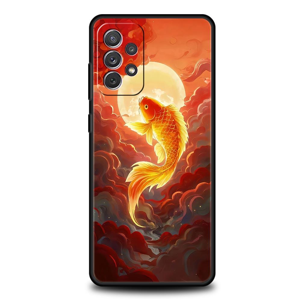 Goldfish Swimming Phone Case for Samsung Galaxy A55 A35 A15 A14 A13 A25 A54 A51 A71 A72 A73 A32 A52 A41 5G Soft TPU Shell Capas