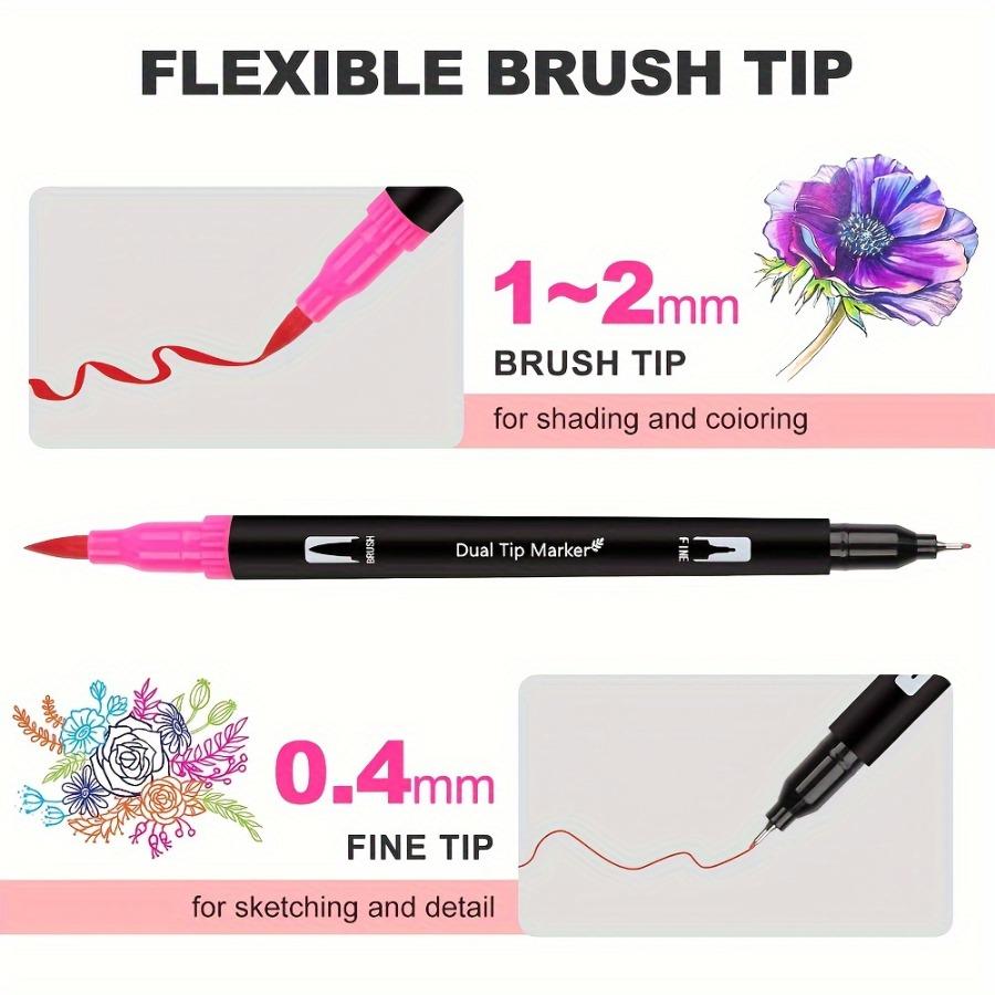 24-color Double-headed Black Pen Marker, Sketch Book and Painting Pen Set, Fine Tip and Wide Tip Design, Two-in-one Professional Art Supplies