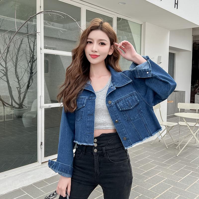 Versatile Women's Soft Frayed Denim Jacket - Retro Style in Three Shades