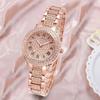 Women Watches Gold Tone Alloy Rhinestone Quartz Watch Stylish Bling Dress Watch Wristwatches for Valentine's Day