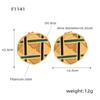Stylish Gold-Plated Enamel Pyramid Carved Round Stud Earrings