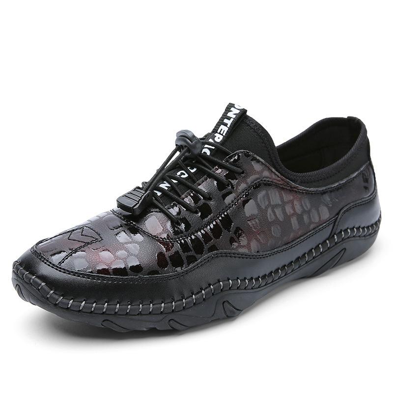 

American leather lazy beanie shoes men s bright leather fashion large size driving shoes 48