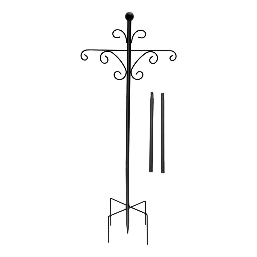 Double Shepherd Hooks 80-176cm Adjustable Outdoor Plant Hook Inserting Garden Decor Lawn Solar Lights Bird Feeders Hook