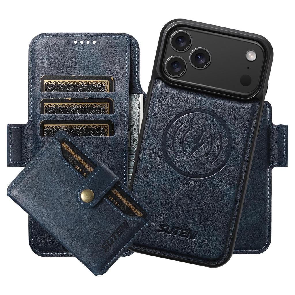 iPhone 17 Pro Max Leather Flip Case: Card Slot, Magnetic, Wireless Charging Stand