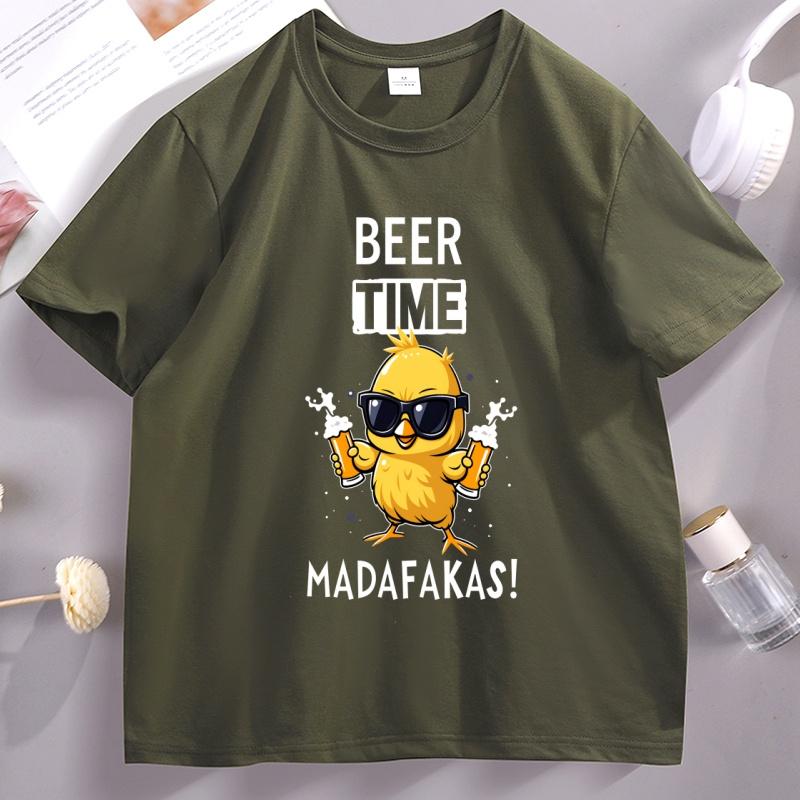 Beer Time Madafakas Tshirt Funny Meme Unisex T Shirt Beer Humor Party Tee Drinking Humor Cotton Short Sleeve Tshirt Loose Tops