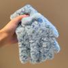 Warm wool gloves Female winter rabbit plush full finger cute riding leopard print elastic finger cold and windproof