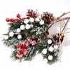 Holly Flower Xmas Artificial Pine Branch Christmas Berry Artificial Flower Christmas Decoration