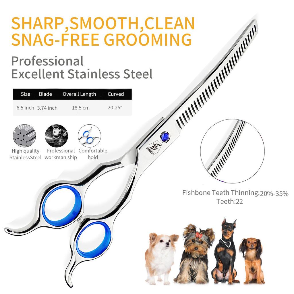 SANGELAR 6.5 Inch Professional Pet Grooming Thinning Scissors, Dog Grooming,4 Kinds Type To Choose, Essential Tools for Pet beauticians,Nice Tools