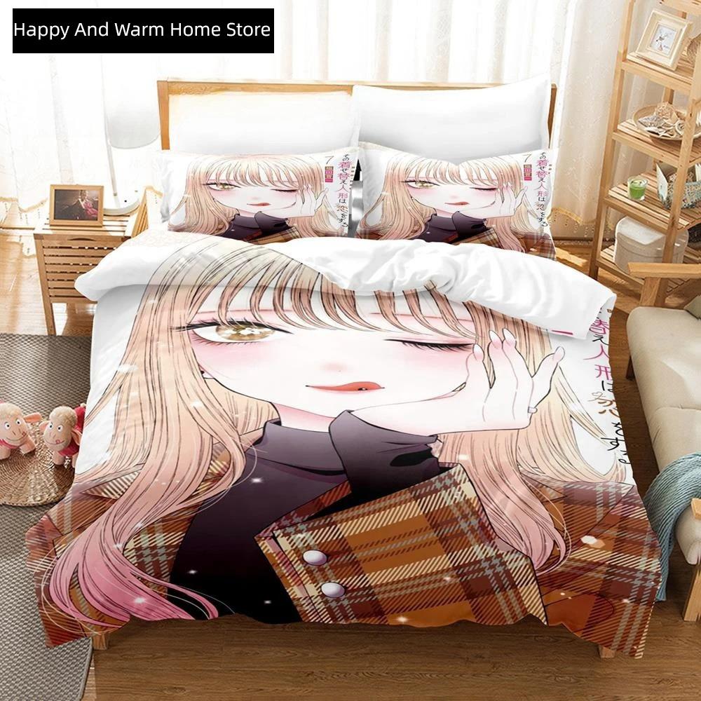Anime My Dres-Up Darling Beding Set Single Twin Ful Quen King-Sized Dimensionsd Dimensions Bed Linen Set Adult People Young Boys Bedrom Duvet Cover