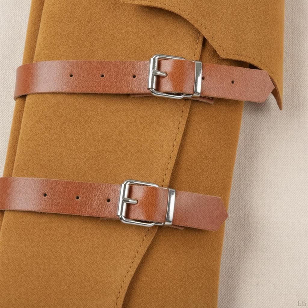 Unisex Wildleder-Stiefelüberzieher mit Schnallen | Spitze Vorderform, Flache Absatzform, Mittelalterliche Beinwickel