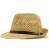 Hat Men's Summer Sunshade Jazz Hat Korean Style Hand-knitted Casual Couple Hollow Belt British Straw Hat