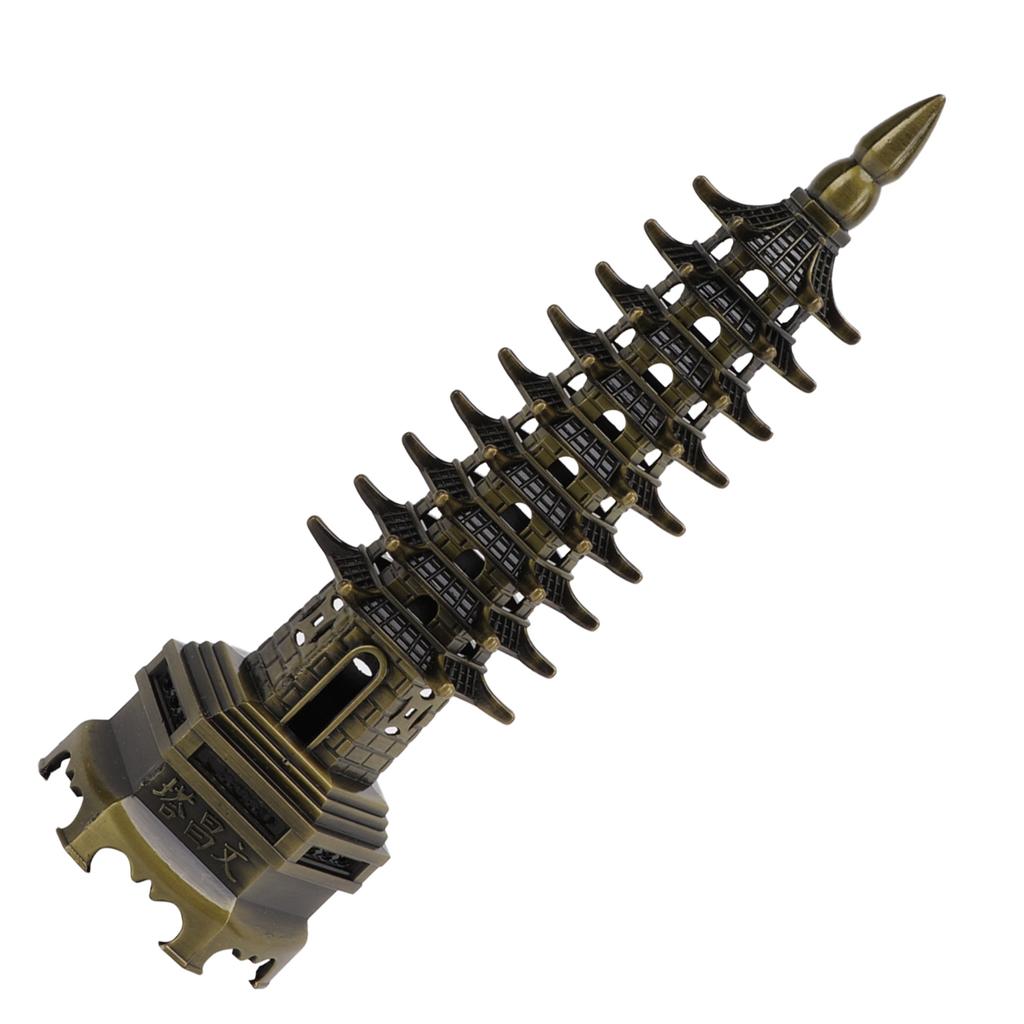 Tower Model Green Bronze Alloy 18cm 9 Levels WenChang Tower Desktop Ornament for Home Office Decoration Gift