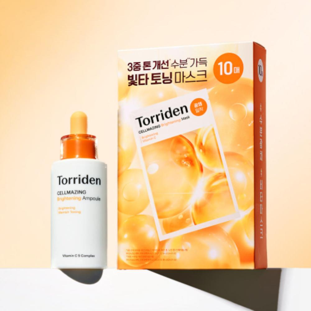 

Torriden Cellmazing Vita Ampoule 30ml with 10 Vita Mask Sheets – Brightening Vitamin Skincare Set