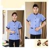 Hotel Housekeeping Uniform Damen Slim Fit Oberteil Stehkragen Kurzarm Einreihig Taschen Arbeitsuniform Oberteile