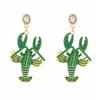 Rhinestone Enamel Stud Earrings Creative Bohemian Dangle Earring Cute Lobster Earrings  Women