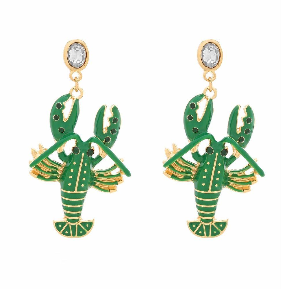 Rhinestone Enamel Stud Earrings Creative Bohemian Dangle Earring Cute Lobster Earrings  Women