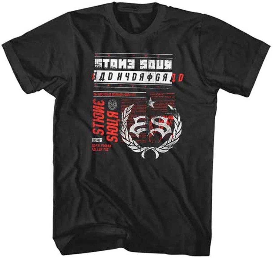 Stone Sour-Потертый Логотип Задом Наперед- X-Large Черная Футболка XL