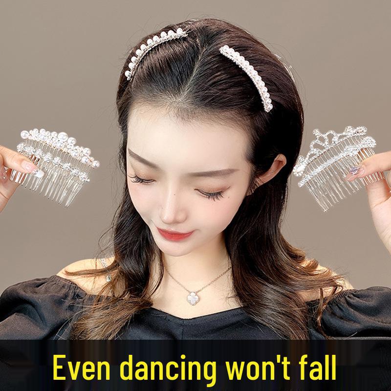 Non-Slip Crystal Pearl Hair Comb - Elegant Summer Headdress for Women